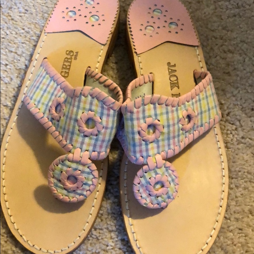 pink plaid jack rogers